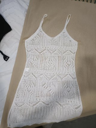 Vestido de playa blanco de crochet