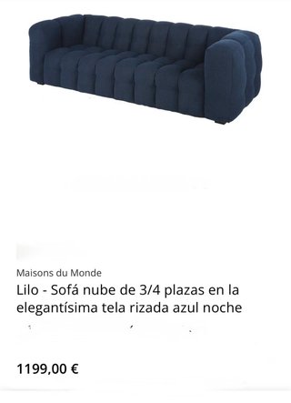 Sofá Lilo 3 plazas Maisons du Monde azul
