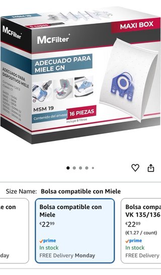 Bolsas de aspiradora McFilter por Miele
