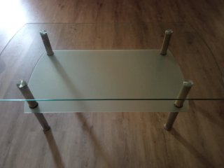 Mesa de centro cristal y metal