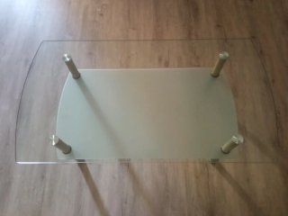 Mesa de centro cristal y metal