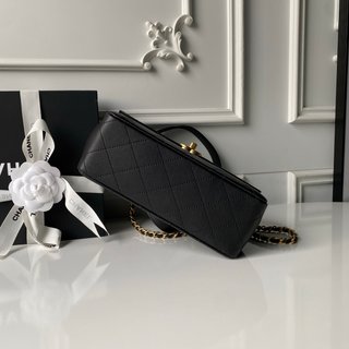Bolso Chanel Negro Asa Superior Dorado