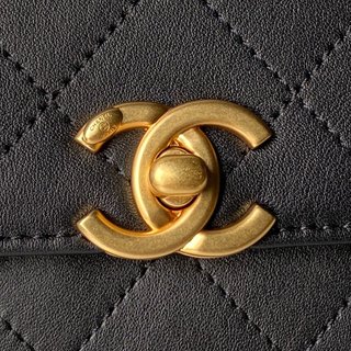 Bolso Chanel Negro Asa Superior Dorado