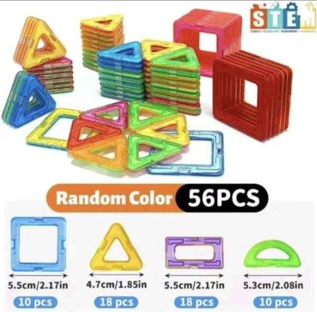 56 Bloques Magnéticos Construcción Colores