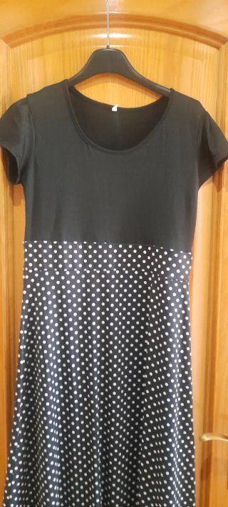 Vestido lunares negro y blanco talla M