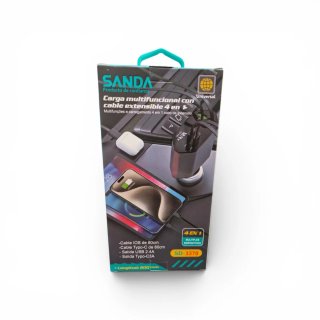 Cargador Coche SANDA 4 en 1 USB C