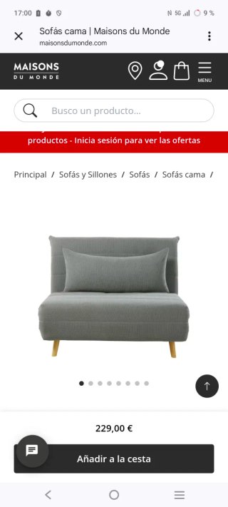 Sofá cama NIO gris claro Maisons du Monde