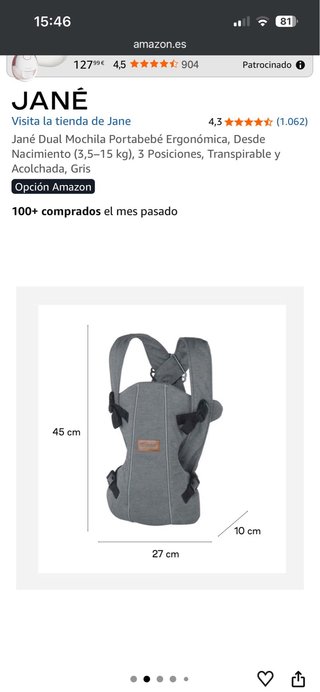 Mochila Porteo Jane Dual Gris