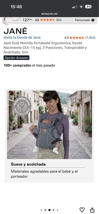 Mochila Porteo Jane Dual Gris