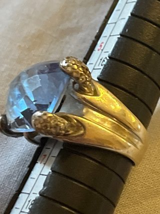 Anello Argento Pietra Azzurra Misura 17