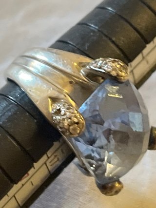 Anello Argento Pietra Azzurra Misura 17