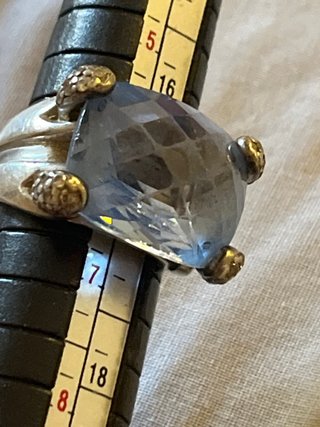 Anello Argento Pietra Azzurra Misura 17