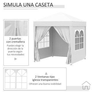 Cenador Outsunny 2x2m con 4 paredes