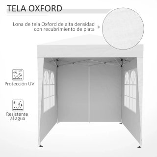 Cenador Outsunny 2x2m con 4 paredes