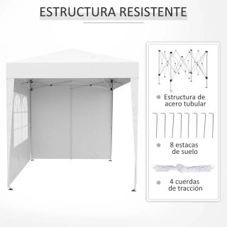 Cenador Outsunny 2x2m con 4 paredes