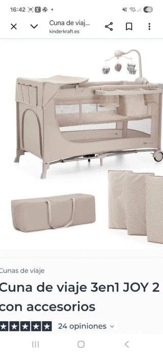 Cuna de viaje Kinderkraft 3en1 JOY 2