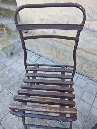 Coppia Sedie Pieghevoli Ferro e Legno