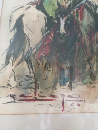 Cuadro Pintura Caballos Aliaga