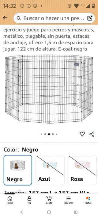 Parque para perros metálico plegable 122cm