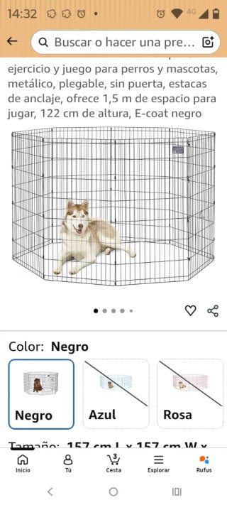 Parque para perros metálico plegable 122cm