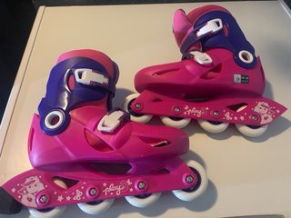 Patines en línea ajustables rosas y morados