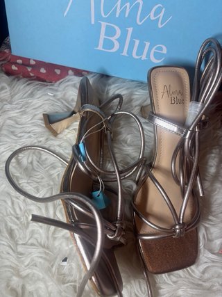 Sandalias Alma Blue Tacon Dorado