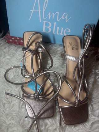 Sandalias Alma Blue Tacon Dorado
