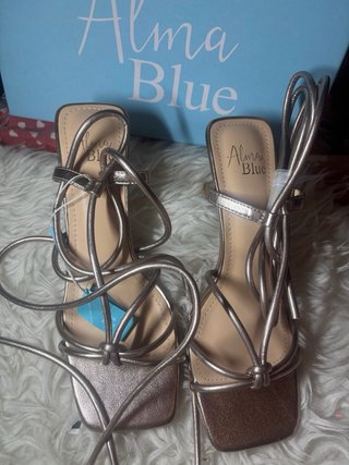 Sandalias Alma Blue Tacon Dorado