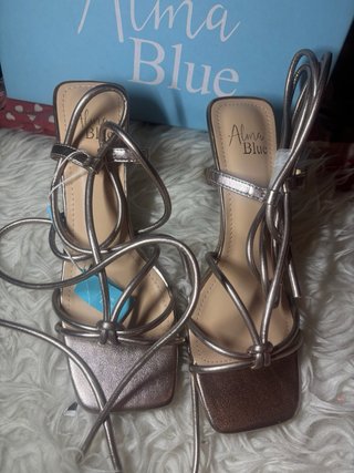 Sandalias Alma Blue Tacon Dorado