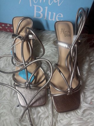 Sandalias Alma Blue Tacon Dorado
