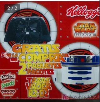 Tazas Star Wars R2-D2 y Darth Vader kellogg’s 2005