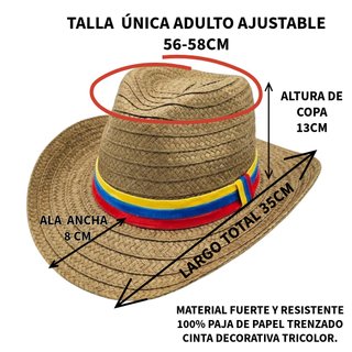 Sombrero Paja Playa Marrón S-M | Gorro Vaquero Sol