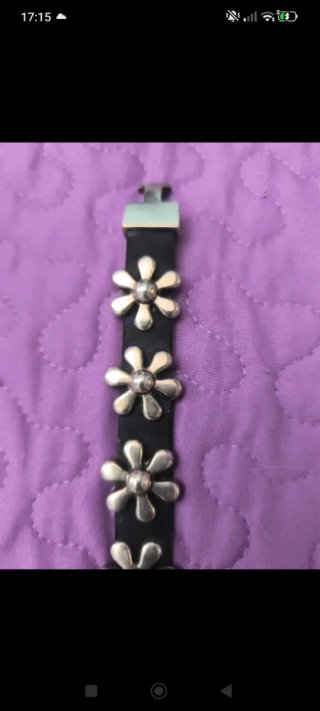 Pulsera Uno de 50 flores plata y negro