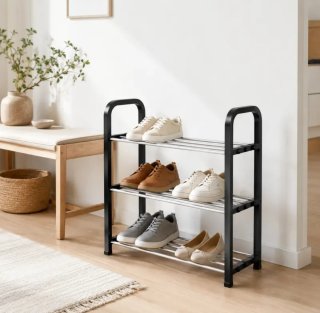 Zapatero Organizador 3 Niveles Negro/Beige