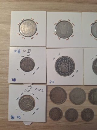 Lotto di 21 monete in argento 1870-1904 Alfonso XII XIII
