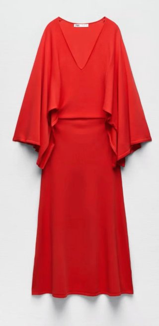 Vestido Zara Rojo Manga Campana