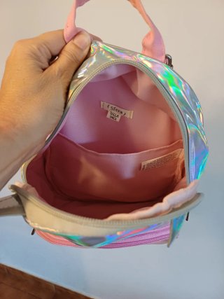 Mochila gatito holográfica rosa