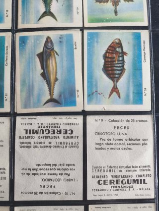 Serie completa cromos peces Ceregumil años 60