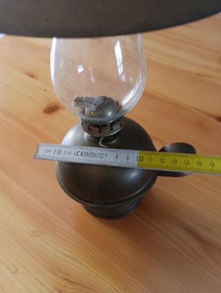Lampada a olio vintage in ottone e vetro