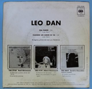 LEO DAN-, ESA PARED-, SINGLE VINILO 7”.