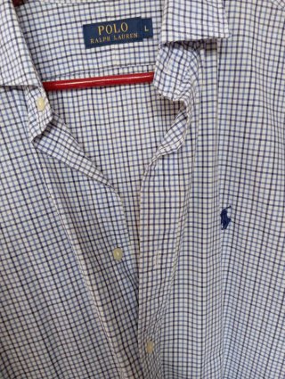 Camisa Polo Ralph Lauren cuadros azul y marron