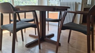 Mesa redonda madera + 4 sillas
