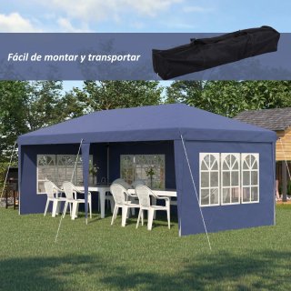 Carpa Plegable Azul 6x3m con 4 Laterales