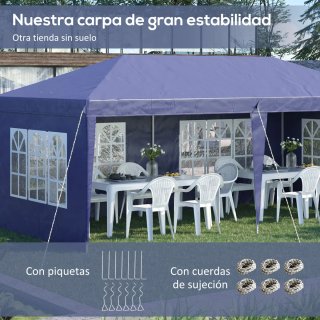Carpa Plegable Azul 6x3m con 4 Laterales