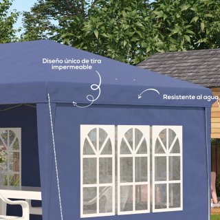Carpa Plegable Azul 6x3m con 4 Laterales