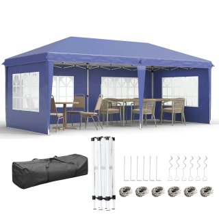 Carpa Plegable Azul 6x3m con 4 Laterales