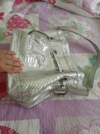Borsa Prada Pelle Serpente Argento