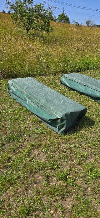 2 Hamacas Tumbonas de Madera Marrón con colchoneta
