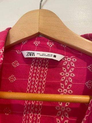 Camisa Zara Rosa Bordada