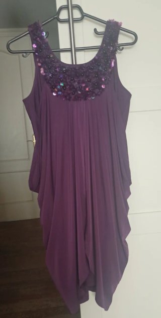 Vestido fiesta lentejuelas morado talla única